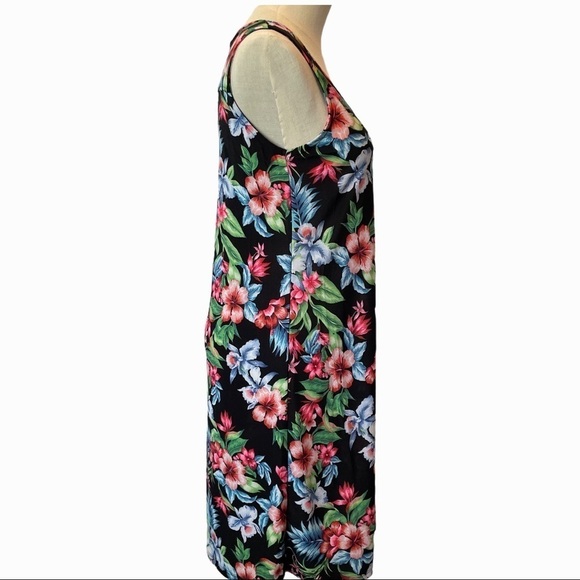 2 Dye 4 floral black sleeveless back keyhole dress - Picture 4 of 7